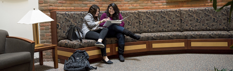 students in library